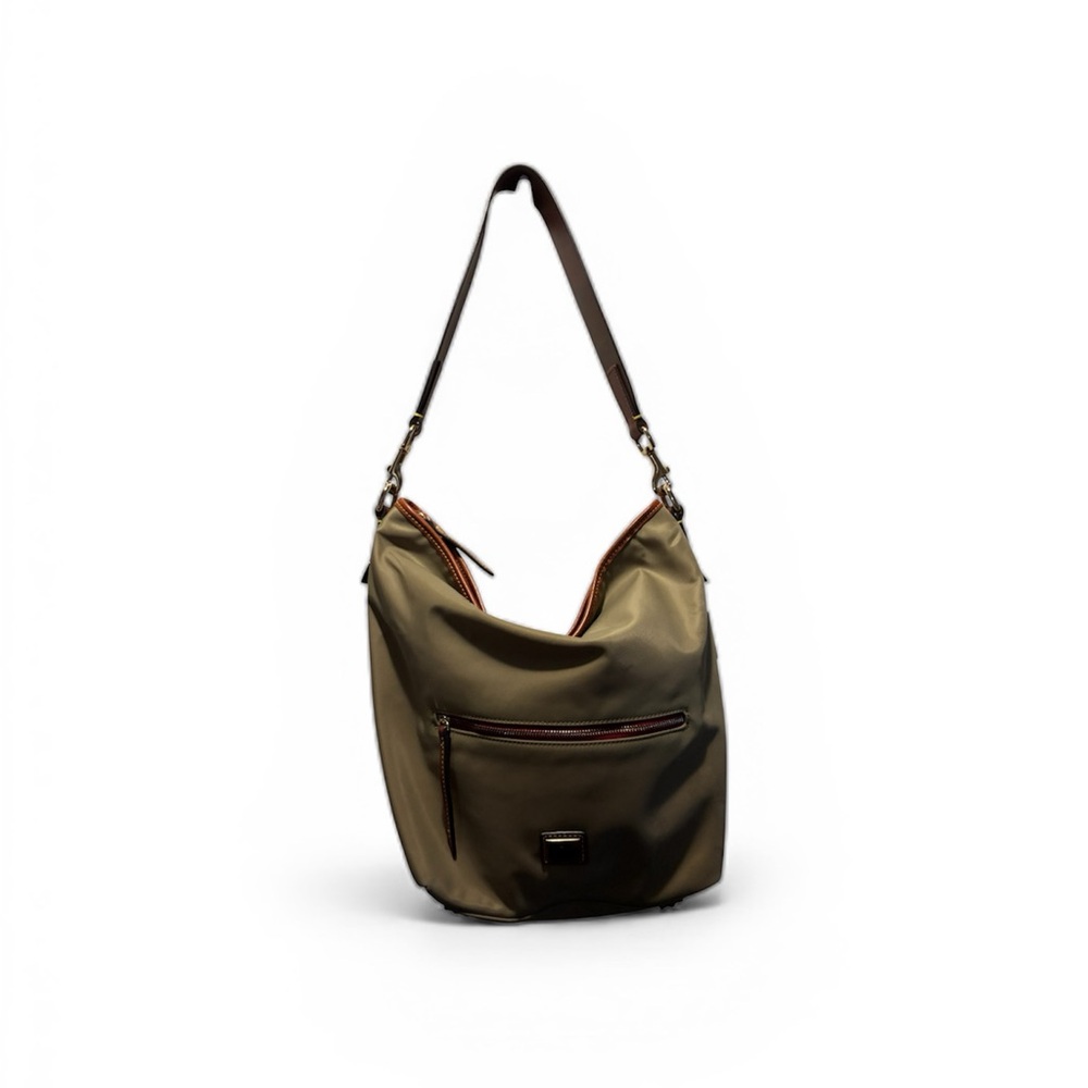 Dooney & Bourke Olive Nylon Hobo with Brown Trim